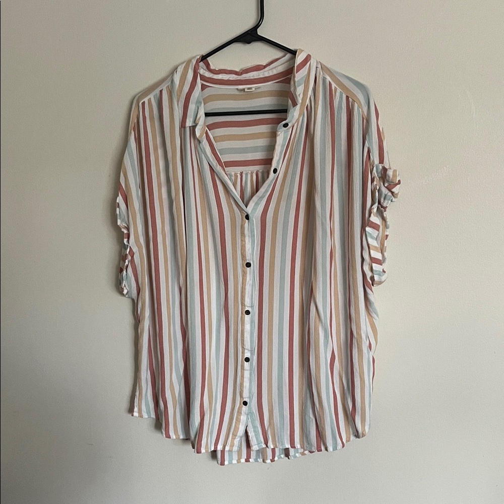 a.n.a Multicolor Striped Button-Down Shirt